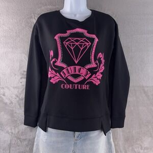 Juicy Couture Sweatshirt Womens Size Small Black Pink Logo Pullover